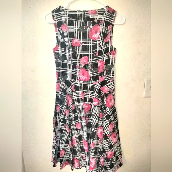 Grace Karin Plaid Floral Dress - Picture 1 of 4